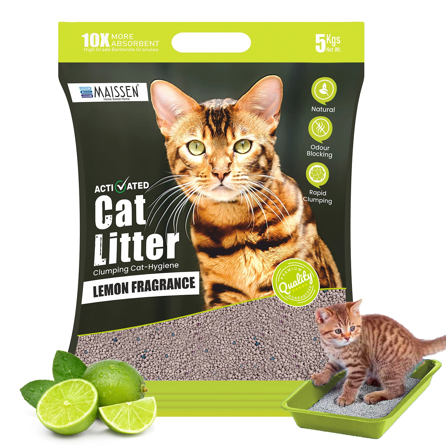 Maissen Activated Cat Litter 5Kg Lemon Fragrance Scoopable Benton