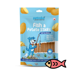 Petoska Dog Treats – Fish & Potato Sticks, 100g | Omega-3 Protein Sticks