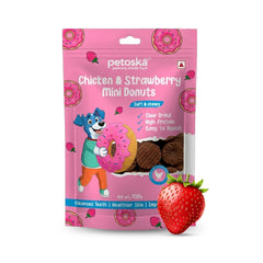 Petoska - Dog Treats Chicken & Strawberry Donuts (100gms)