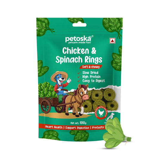Petoska - Dog Treats Chicken & Spinach Rings (100gms)