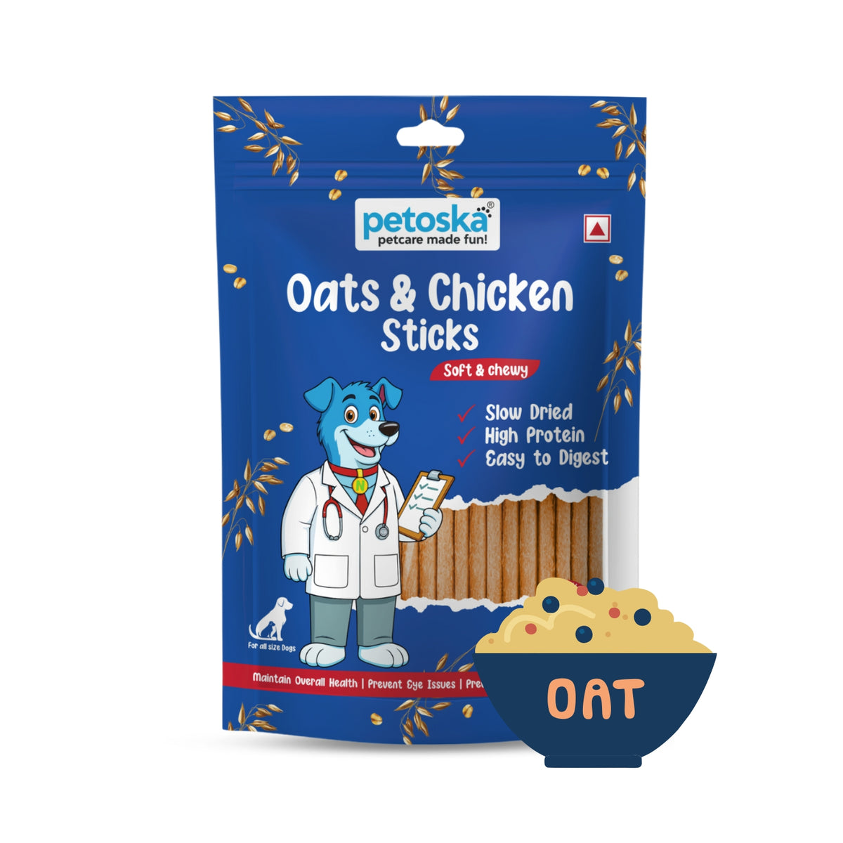 Petoska Dog Treats –  Chicken & Oats Stick, 100g | Training treats