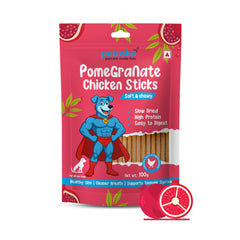 Petoska Dog Treats – Chicken & Pomegranate, 100g | Natural Chewy Sticks