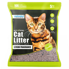 Petoska Bentonite Cat Litter Lemon Fragrance Rapid Clumping & Odor Control-5kg