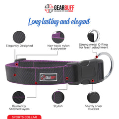 Gearbuff Sports Dog Collar | Adjustable Neck Collar for All Dogs | Light Weight | Durable, Comfortable & Safe | Dog Training Collar | Pet Skin & Fur-Coat Friendly