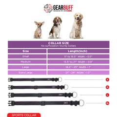 Gearbuff Sports Dog Collar | Adjustable Neck Collar for All Dogs | Light Weight | Durable, Comfortable & Safe | Dog Training Collar | Pet Skin & Fur-Coat Friendly