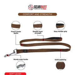 Gearbuff Soft Dog Leash | Superior Grade Pet Safety Accessory | Doggy Leash for All Dogs | Walking & Training Belts | Break Resistant & Fade Resistant | Comfortable