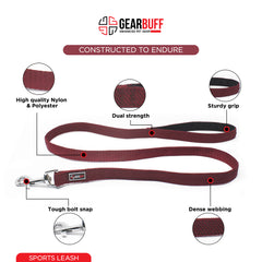 Gearbuff Sports Dog Leash | Superior Grade | Extra Durable | Pet Safety Accessory | Leash for All Dogs | Walking & Training Belts | Break Resistant & Fade Resistant | Comfortable