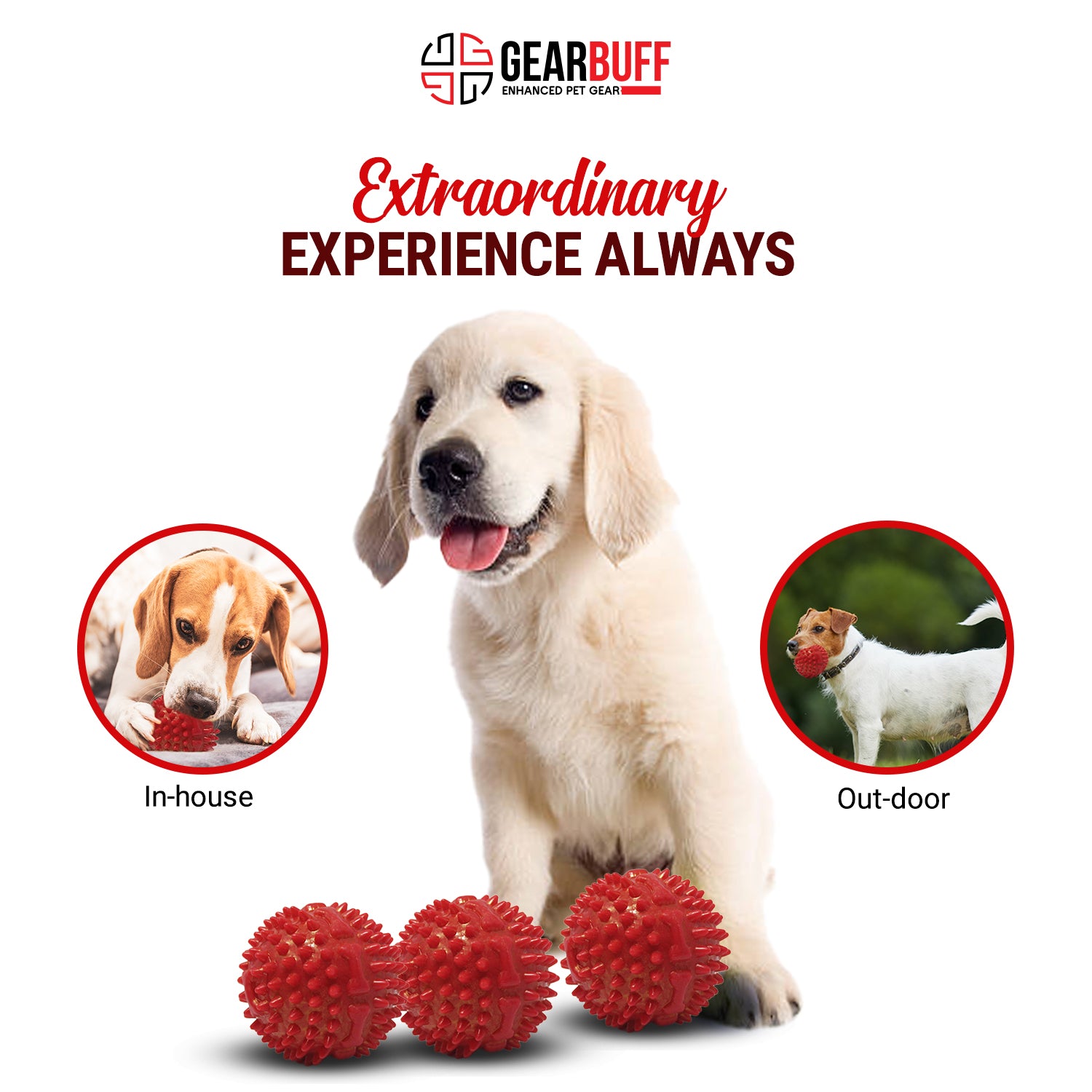 Gearbuff Red Poky Dog Chew Ball 