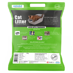 Petoska Bentonite Cat Litter Green Apple Fragrance Rapid Clumping & Odor Control-5kg