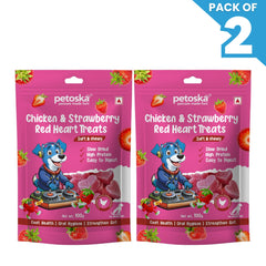 Petoska Chicken Strawberry Dog Treats Chewy Sticks with Real Meat & Fruit Pack Of 2  100gms