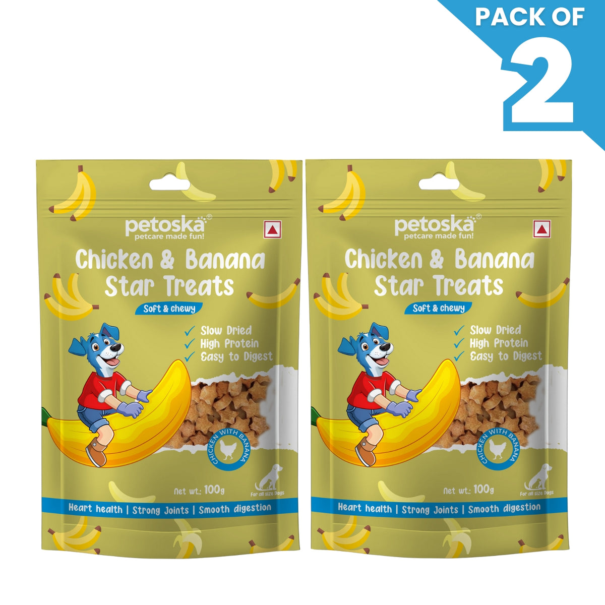 Petoska Dog Treat Chicken & Banana Stick 100g - Pack of 2