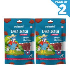 Petoska Chicken Liver Jerky Dog Treats, High-Protein & Dental-Friendly Pack Of 2 100gms