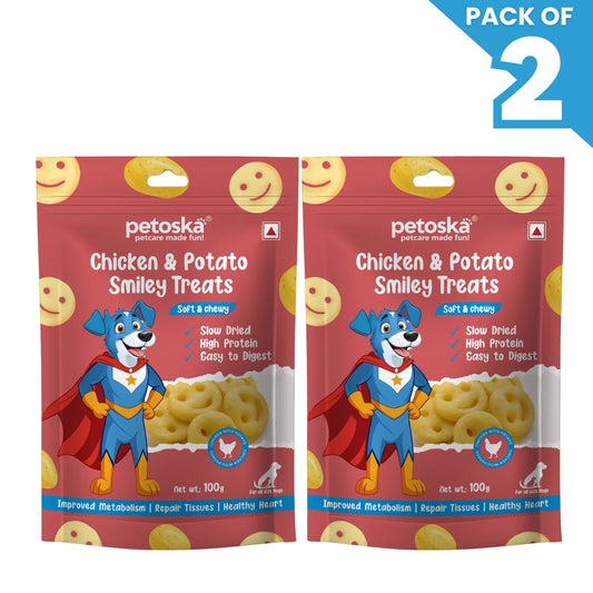 Petoska Dog Treat Chicken & Sweet Potato 100g - Pack of 2 | Smiley Treats