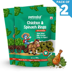 Petoska - Dog Treats Chicken & Spinach Rings 100gms (Pack of 2)