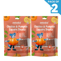 Petoska Chicken & Pumpkin Chew Sticks, Tasty, Digestive Support Treats for Dogs of All Sizes Pack Of 2 100gms