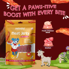 Petoska Chicken Meat Jerky Dog Treats, High-Protein & Dental-Friendly, 100gms