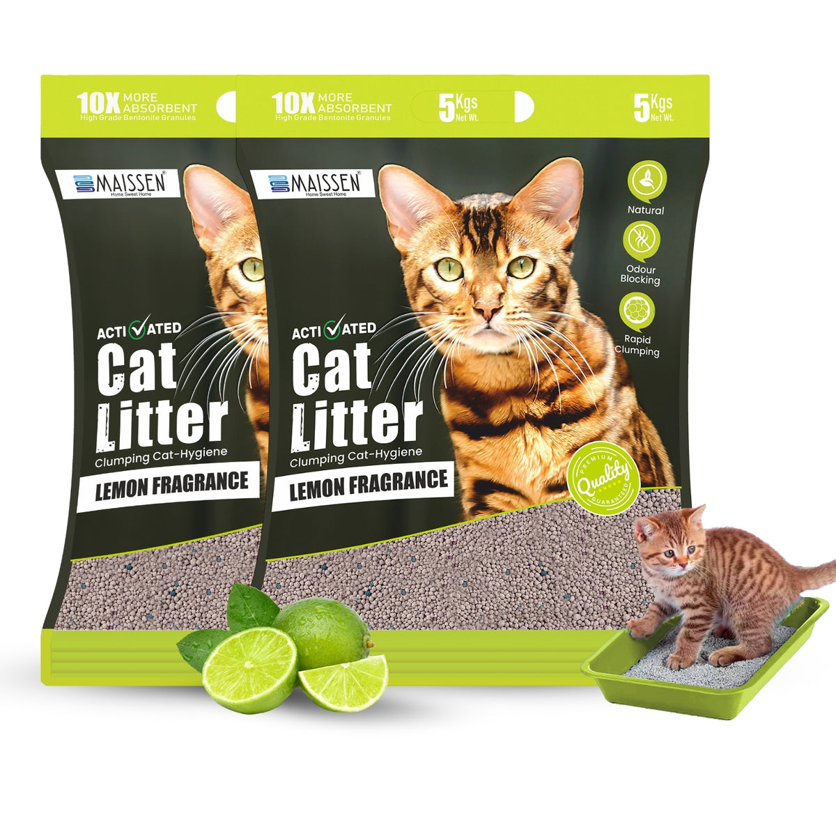 Maissen Activated Cat Litter 5Kg Lemon Fragrance Scoopable Benton