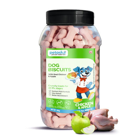 Petoska Dog Biscuits Chicken & Apple 500g - Healthy Digestion