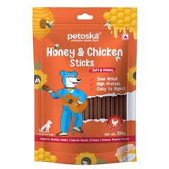 Petoska Chicken Honey Sticks Protein-Packed Immune Support Tasty Dog Treats, 100gms