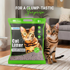 Petoska Bentonite Cat Litter Green Apple Fragrance Rapid Clumping & Odor Control-5kg