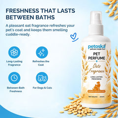 Petoska Pet Perfume for Dogs & Cats – with Oats Fragrance, Aloe Vera, Calendula & Neem Extracts, 200 ml