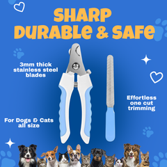 Petoska Nail Cutter with Filer for Dogs and Cats - Blue