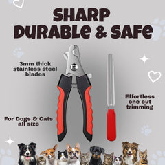Petoska Nail Cutter with Filer for Dogs and Cats - Black