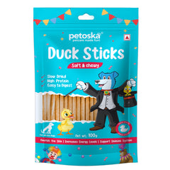 Petoska Duck Sticks Dog Treats Made with Duck & Chicken Meat, Nutritious, Healthy & Tasty, 100gms