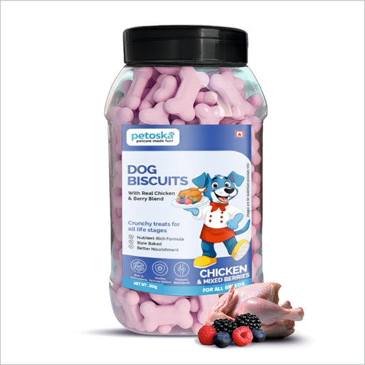 Petoska Dog Biscuits Chicken & Mixed Berries 500g - Nutritious food