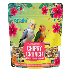 Petoska Blended Seeds for Cockatiel & Lovebirds Natural Balanced Food Mix, Balanced Nutrition for all age Birds, 450gms