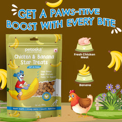 Petoska Chicken Banana Dog Treats, Perfect for Training & Rewards, 100gms