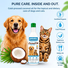 Petoska Organic Virgin Coconut Oil for Dogs & Cats – Cold-Pressed, 250 ml