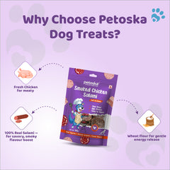 Petoska Dog Treats – Chicken Salami Treats 100g | Smoky & Chewy Protein