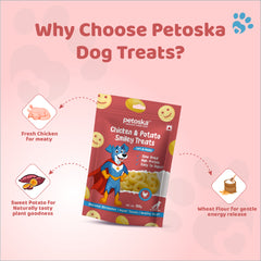 Petoska Dog Treats – Chicken & Sweet Potato, 100g | Smiley Treats