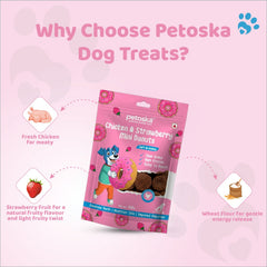 Petoska - Dog Treats Chicken & Strawberry Donuts (100gms)