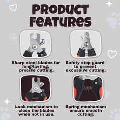 Petoska Nail Cutter with Filer for Dogs and Cats - Black