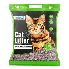 Petoska Bentonite Cat Litter Green Apple Fragrance Rapid Clumping & Odor Control-5kg