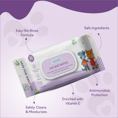 Pet Wet Wipes in Oatmeal, Aloe Vera & Lavender 15 x 20 cms & 80 Pulls (Pack of 2)