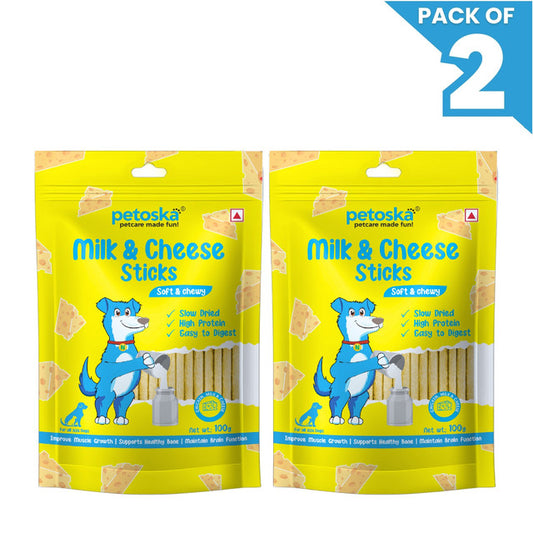 Petoska Dog Treats – Milk & Cheese Stick 100g - Pack of 2