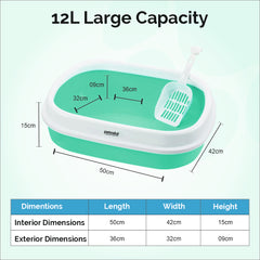 Petoska Cat Litter Tray with Scoop - Green