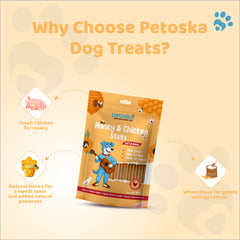 Petoska Chicken Sticks for Dogs Combo – Honey, Oats & Pomegranate (Pack of 3)