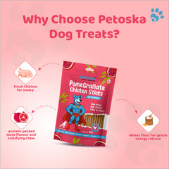Petoska Chicken Sticks for Dogs Combo – Honey, Oats & Pomegranate (Pack of 3)