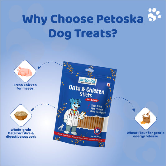 Petoska Chicken Sticks for Dogs Combo – Honey, Oats & Pomegranate (Pack of 3)