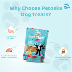 Petoska Dog Treats –  Chicken & Duck Stick, 100g | Training treats