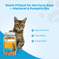Petoska Crunchy Cat Biscuit Mackerel & Pumpkin, 250 gms