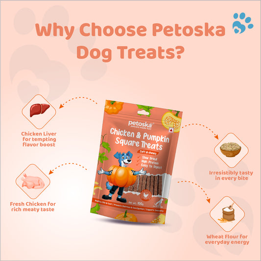 Petoska Dog Treats – Chicken & Pumpkin 100g | Digestive Support