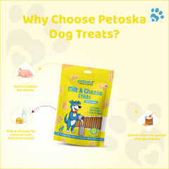 Petoska Dog Treats – Milk & Cheese Stick 100g | Nutritious Treats
