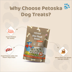 Petoska Dog Treats – Mini Meat Bones, 100g | Chewy Bone