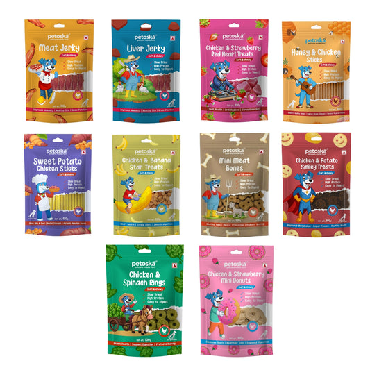 Petoska - Soft & Chewy Dog Treats Combo Pack (Pack of 10)