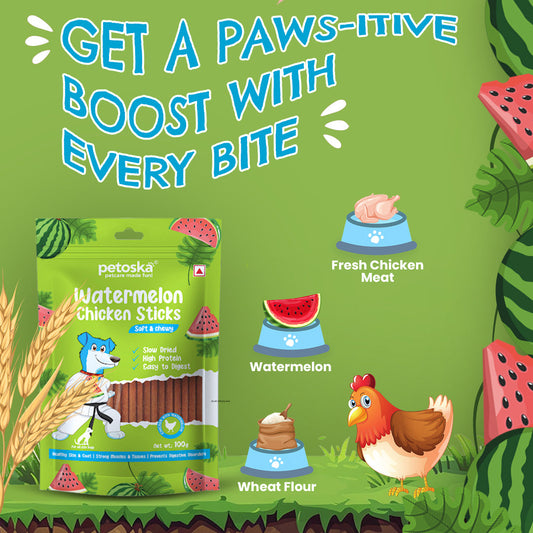 Petoska Dog Treat Watermelon Chicken Stick 100g - Pack of 2